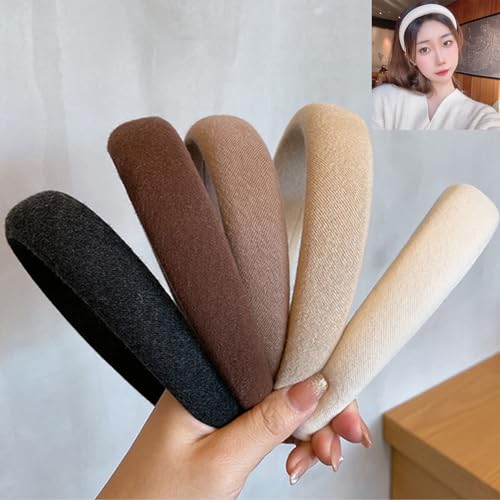 5 einfarbige Haarbänder, Vintage-Stil, breite Stirnbänder, weiche Haarbänder, sanfte Haarbänder für Damenhaar 5 einfarbige Haarbänder, Vintage-Stil, breite Stirnbänder, weiche Haarbänder, sanfte Haarbänder für Damenhaar von HUEOKNEG