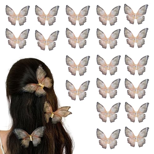Schmetterlings-Haarspangen, sanfte Haarspangen, seitliche Pony-Clips, geflochtene Haarspangen, Y2K Krokodilklemmen, elegantes Haarzubehör für Frauen (20 Stück) von HUEOKNEG