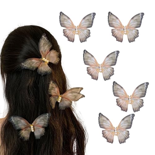 Schmetterlings-Haarspangen, sanfte Haarspangen, seitliche Pony-Clips, geflochtene Haarspangen, Y2K Krokodilklemmen, elegantes Haarzubehör für Frauen (5 Stück) von HUEOKNEG