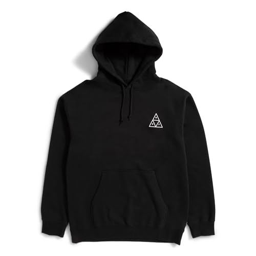 HUF Set Triple Triangle Pullover Hoodie - Bequemes Sweatshirt aus Baumwollmischung, Schwarz, Large von HUF