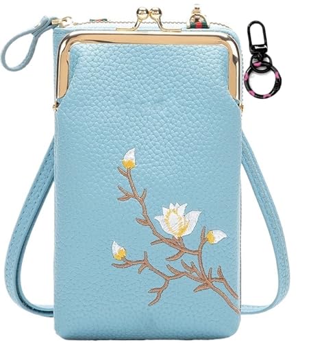 HUFENYU Damen Sling Cross-Body-Geldbörse Mit Handyhalter, Mini-Schultertasche, Reise-Handy-Geldbörsen(Blue) von HUFENYU
