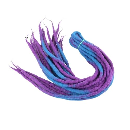 1 Bündel 10 Stränge 90 cm – 120 cm lang Nepal gefilzte Wolle synthetische Dreadlocks Zöpfe Haar for Kinder und Erwachsene(Blue purple) von HUFFA