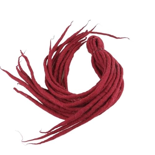 1 Bündel 10 Stränge 90 cm – 120 cm lang Nepal gefilzte Wolle synthetische Dreadlocks Zöpfe Haar for Kinder und Erwachsene(Burg) von HUFFA