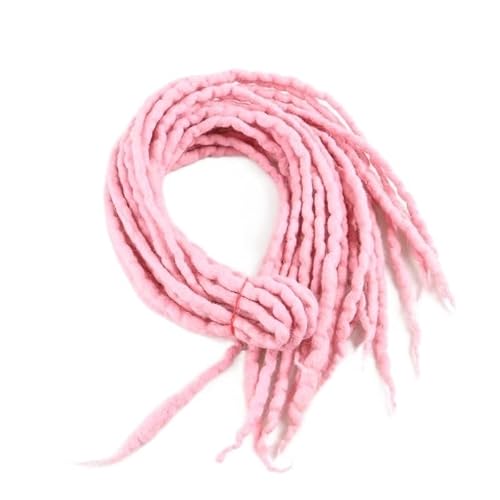 HUFFA 1 Bündel 10 Stränge 90 cm – 120 cm lang Nepal gefilzte Wolle synthetische Dreadlocks Zöpfe Haar for Kinder und Erwachsene(Light Pink) von HUFFA