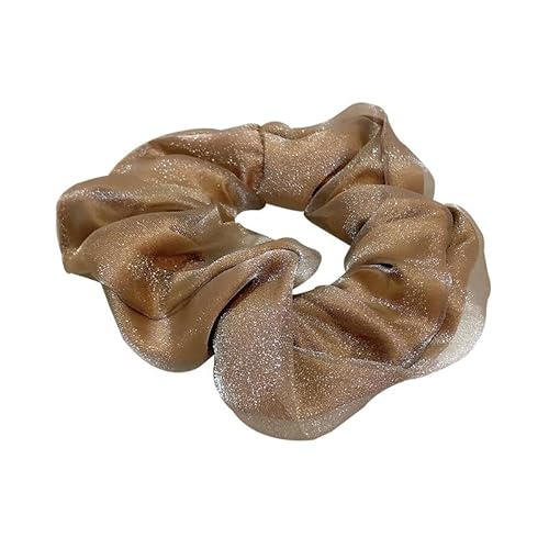 2 Stück Haarseil-Kugelkopf for Dickdarm – Schwarz-Weiß-Khaki, einfarbiges Netz, doppelter Haarring for Frauen(Khakis) von HUFFA