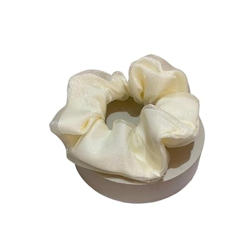 2 Stück Haarseil-Kugelkopf for Dickdarm – Schwarz-Weiß-Khaki, einfarbiges Netz, doppelter Haarring for Frauen(Weiß) von HUFFA