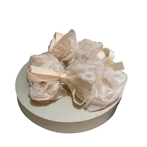 2 stücke Strass Schleife Faul Haarbänder Klar Weiche Spitze Haar Zubehör for Frauen Und Mädchen(Beige) von HUFFA