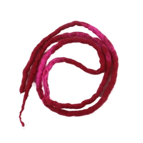 22 ZOLL Weiche Dreadlocks Doppelenden Nepal Wolle Synthetische Flechthaarverlängerungen Hip-Hop Handgemachte Dreads(Pink red) von HUFFA
