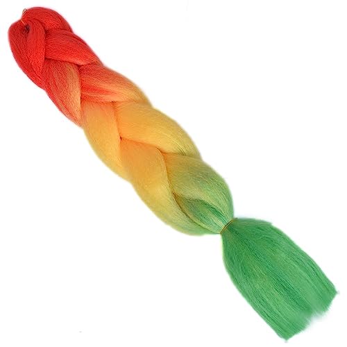 24 Zoll langes synthetisches Flechthaar for Frauen, bunte Zöpfe, 100 g, Regenbogenhaar, Trend-Weg(3 42) von HUFFA