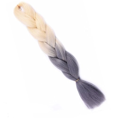 24 Zoll synthetisches langes Jumbo-Flechthaar for Frauen, bunte Zöpfe, 100 g, Regenbogenhaar(2 43) von HUFFA