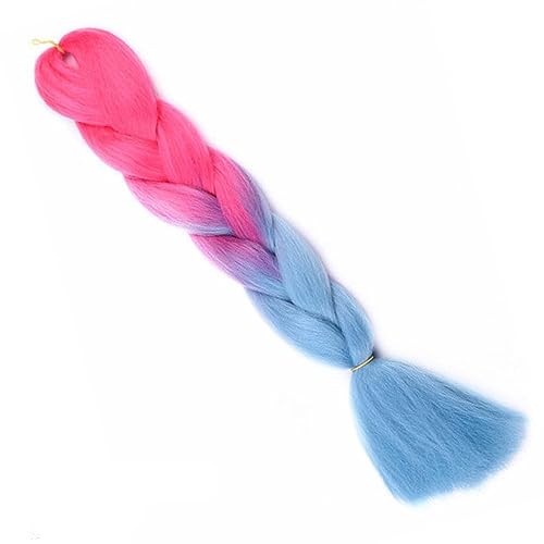 24 Zoll synthetisches langes Jumbo-Flechthaar for Frauen, bunte Zöpfe, 100 g, Regenbogenhaar(2 48) von HUFFA