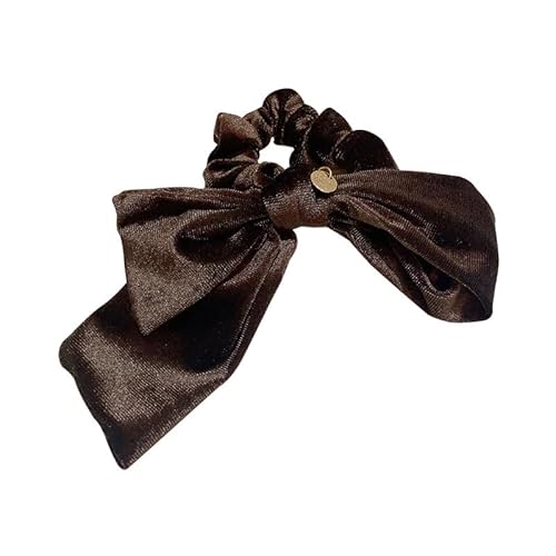 Asymmetrischer Haarring mit Schleife aus Samt – einfarbiges Dickdarm-Haar-Accessoire for Herbst und Winter(Darkbrown) von HUFFA