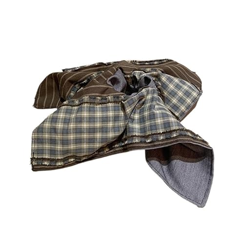 Asymmetrischer doppelseitiger Haarring mit grünem Karomuster und passendem quadratischen Schal - Stilvolles Haar-Accessoire(Bottomgray) von HUFFA