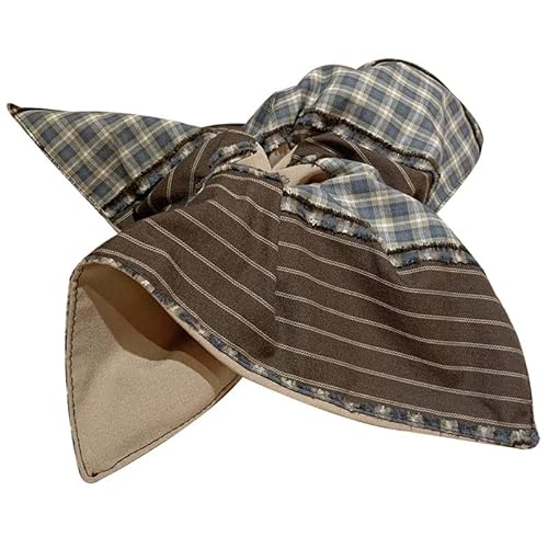 Asymmetrischer doppelseitiger Haarring mit grünem Karomuster und passendem quadratischen Schal - Stilvolles Haar-Accessoire(Bottomkhaki) von HUFFA