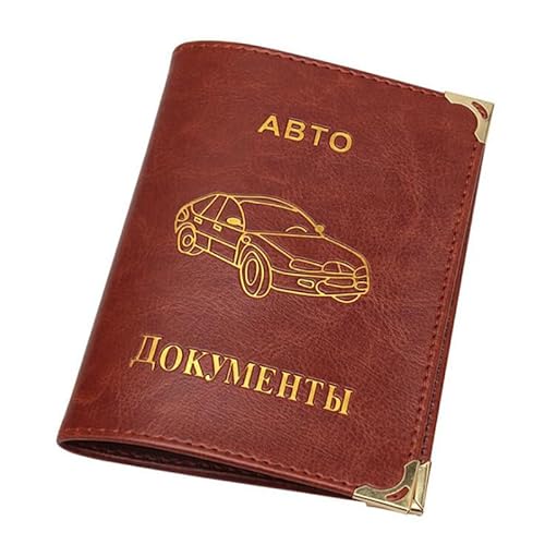 Auto Führerschein Tasche Geldbörse Brieftasche Fall PU Leder Abdeckung for Auto Auto Fahr Dokumente Kreditkarte Halter (Color : Brown) von HUFFA