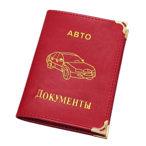 Auto Führerschein Tasche Geldbörse Brieftasche Fall PU Leder Abdeckung for Auto Auto Fahr Dokumente Kreditkarte Halter (Color : Rot) von HUFFA