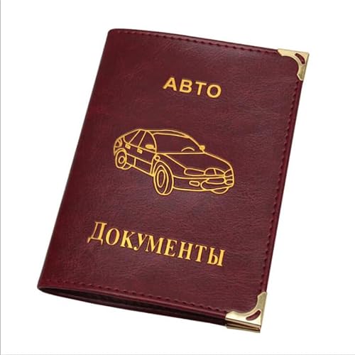 Auto Führerschein Tasche Geldbörse Brieftasche Fall PU Leder Abdeckung for Auto Auto Fahr Dokumente Kreditkarte Halter (Color : Wine red) von HUFFA