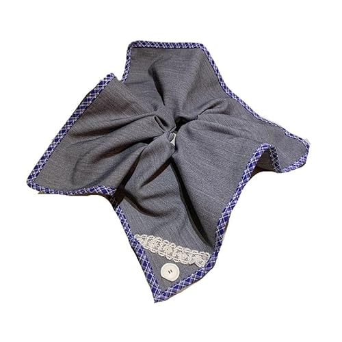 Blau karierte graue Haarringe for Mädchen Retro Spitzenstoff Quadrat Pferdeschwanz Haarschmuck(Squarescarf) von HUFFA