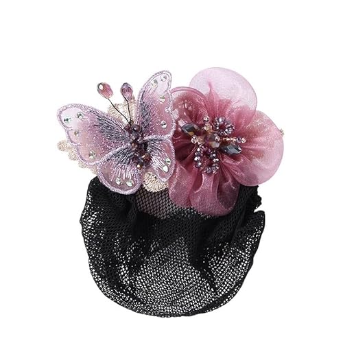 Blume Professionelle Kopf Blume Weibliche Gürtel Netz Tasche Krankenschwester Top Clip Bank Begleiter Arbeit Haarnadel Haarnetz Set Haar Set(DeepPowder mesh) von HUFFA
