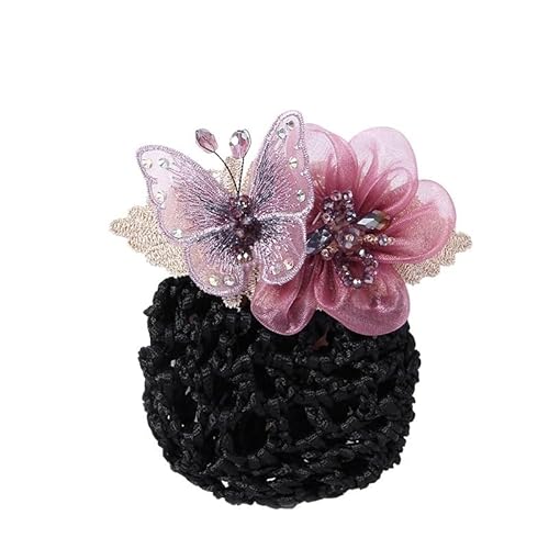 Blume Professionelle Kopf Blume Weibliche Gürtel Netz Tasche Krankenschwester Top Clip Bank Begleiter Arbeit Haarnadel Haarnetz Set Haar Set(DeepPowder net) von HUFFA