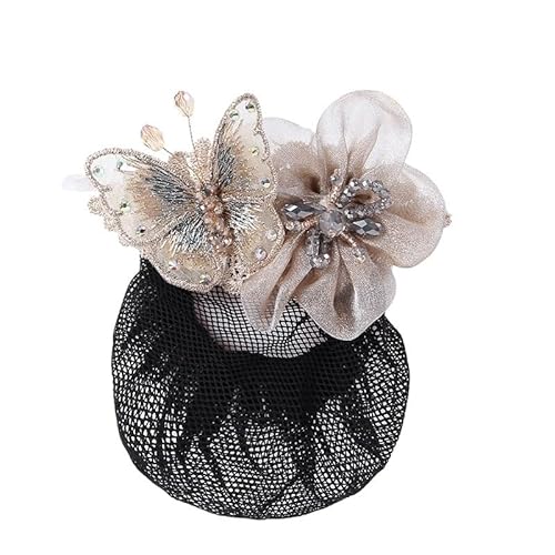 Blume Professionelle Kopf Blume Weibliche Gürtel Netz Tasche Krankenschwester Top Clip Bank Begleiter Arbeit Haarnadel Haarnetz Set Haar Set(Khaki mesh) von HUFFA