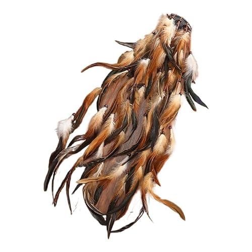 Böhmische Federstirnbänder Haarkämme Mädchen Beliebte Festival Stirnband Kopfbedeckung Weben Haarbänder Zubehör(Camel) von HUFFA