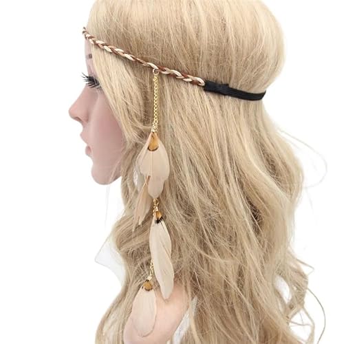 Böhmischer Stil Indisches Feder Stirnband Kopfschmuck Haarseil Kopfbedeckung Tribal Hippie Handgemachte Haar-Accessoires von HUFFA