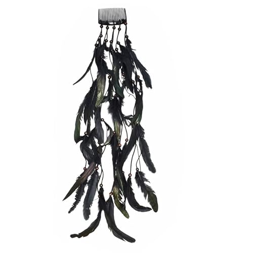 Böhmischer bunter Feder-Haarkamm for Frauen, Zopf, Dreadlock-Haarspangen(A) von HUFFA