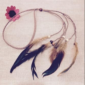 Boho Indianer Feder Stirnband Kopfschmuck Haarseil Kopfbedeckung Tribal Party Haarschmuck(Chocolate) von HUFFA