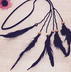Boho Indianer Feder Stirnband Kopfschmuck Haarseil Kopfbedeckung Tribal Party Haarschmuck(black) von HUFFA