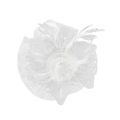 Braut Kopfbedeckung Rutschfeste Geschenk-Accessoires Frauen Tea Party Fascinator Hut(Weiß) von HUFFA