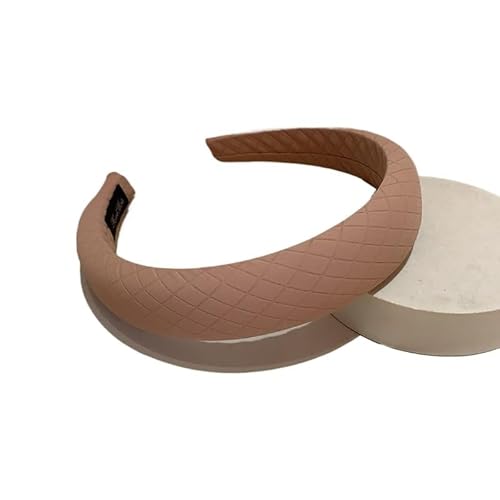 Breitkrempiges Stirnband aus Schwamm for Damen | Karierter, einfarbiger Kopfschmuck mit Liniendruck(Dirtypink) von HUFFA