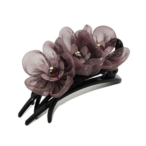 Clip Kopfbedeckung Hinterkopf Haarnadel Erwachsene Frauen Greifclip Blumenhaar Entenschnabelclip for Mutter Festes Haar(Beanpaste) von HUFFA