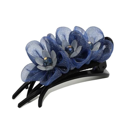 Clip Kopfbedeckung Hinterkopf Haarnadel Erwachsene Frauen Greifclip Blumenhaar Entenschnabelclip for Mutter Festes Haar(Deepbluethree) von HUFFA