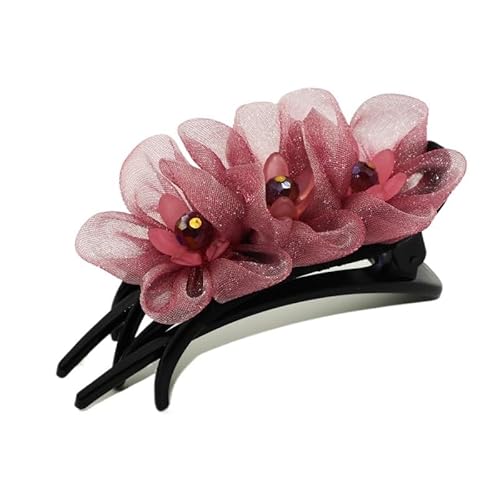 Clip Kopfbedeckung Hinterkopf Haarnadel Erwachsene Frauen Greifclip Blumenhaar Entenschnabelclip for Mutter Festes Haar(Rose) von HUFFA