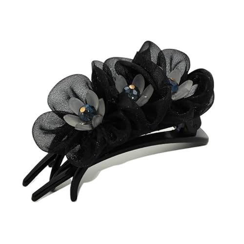 Clip Kopfbedeckung Hinterkopf Haarnadel Erwachsene Frauen Greifclip Blumenhaar Entenschnabelclip for Mutter Festes Haar(black) von HUFFA