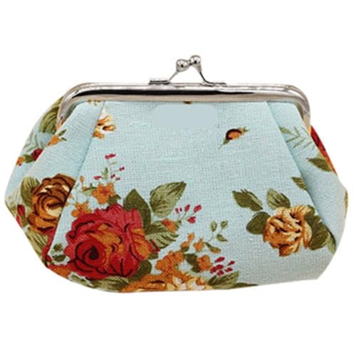 Damen-Geldbörse mit Blumenmuster, aus Segeltuch, Kartenhalter, Geldbörse, Clutch, Handtasche, Tasche for Schönheit und Gesundheit (Color : Blue) von HUFFA