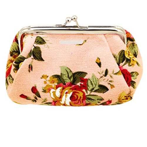 Damen-Geldbörse mit Blumenmuster, aus Segeltuch, Kartenhalter, Geldbörse, Clutch, Handtasche, Tasche for Schönheit und Gesundheit (Color : pink) von HUFFA