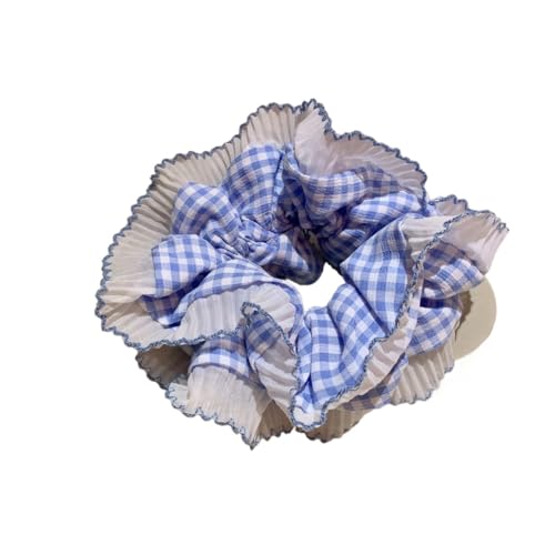 Dickdarm-Haarring, Farbkontrast, kariertes Spitzen-Haarseil for Mädchen, hohe Elastizität und süßes Design(Blue) von HUFFA