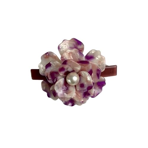 Eleganter Blumen-Federclip mit eingelegter Perle – stilvoller Haarschmuck for Pferdeschwänze und Hochsteckfrisuren(Smokepowder) von HUFFA