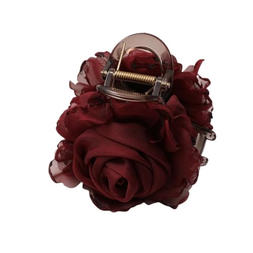 Fabric Dry Rose Shark Clip – Haargreifer-Accessoires for Damen for müheloses Styling(Darkredone) von HUFFA