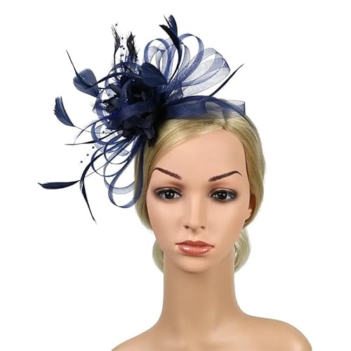 Feder Haarnadeln Kopfschmuck Hochzeit Party Braut Tiara Frauen Fascinator Clip Damen Zubehör Hochzeit Frauen Kopf Band(Navy) von HUFFA