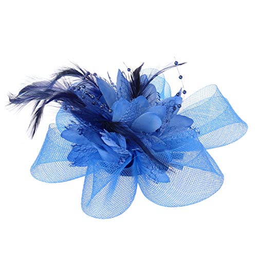 Frauen Blume Feder Perlen Mesh Corsage Haar Clips Braut Haarband Haar Zubehör(AB) von HUFFA