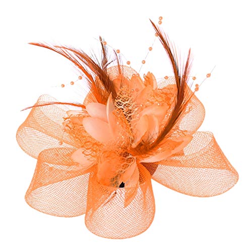 Frauen Blume Feder Perlen Mesh Corsage Haar Clips Braut Haarband Haar Zubehör(PL) von HUFFA