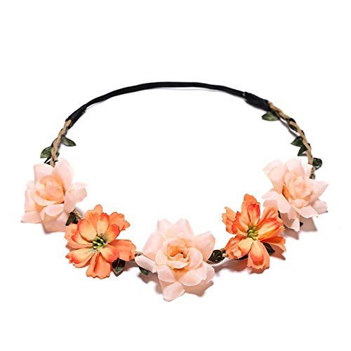 Frauen Braut Blumen Stirnband Tuch Kranz Kopfschmuck Seidenbänder Kopfschmuck Meer Strand Blumen Schmücken Haar Zubehör(1.) von HUFFA