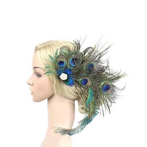 Frauen Pfau Feder Fascinator Clip Damen Hochzeit Party Braut Tiara Haarnadel Haar Zubehör Braut Kopfschmuck von HUFFA