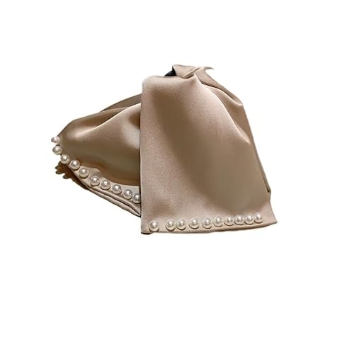 Große Haarspange mit Schleife im Retro-Stil, Satin-Perlen-Haarspange mit Hai-Motiv for elegante Hochsteckfrisuren und Haar-Styling(Beige) von HUFFA