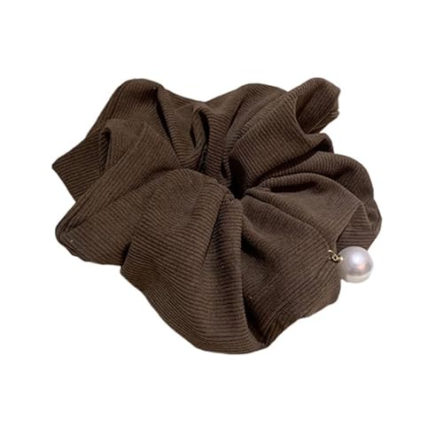 Großer Pferdeschwanz-Haarring - Haarschmuck aus Stoffseil mit Blumenmuster(Coffeecolor) von HUFFA