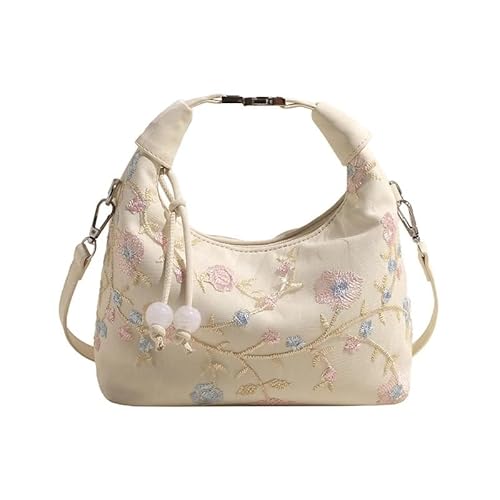 HUFFA Abend-Clutch im chinesischen Stil mit Blumenstickerei for Damen – kleine Partytasche(Style 1 Beige) von HUFFA