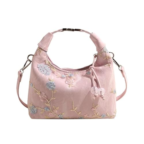 HUFFA Abend-Clutch im chinesischen Stil mit Blumenstickerei for Damen – kleine Partytasche(Style 1 Pink) von HUFFA